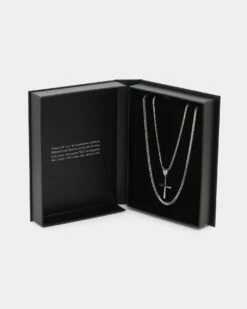 NXS Double Cross Chain White Gold -Fashion Clothing Store 09000632 YW101 default 0020