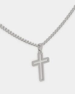 NXS Hollow Cross Chain White Gold 13 NXS Hollow Cross Chain White Gold -Fashion Clothing Store 09000634 YW101 default 0020