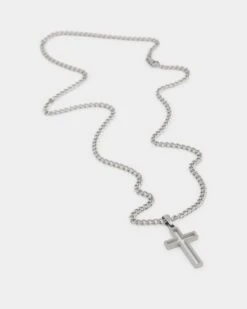 NXS Hollow Cross Chain White Gold 15 NXS Hollow Cross Chain White Gold -Fashion Clothing Store 09000634 YW101 default 0040