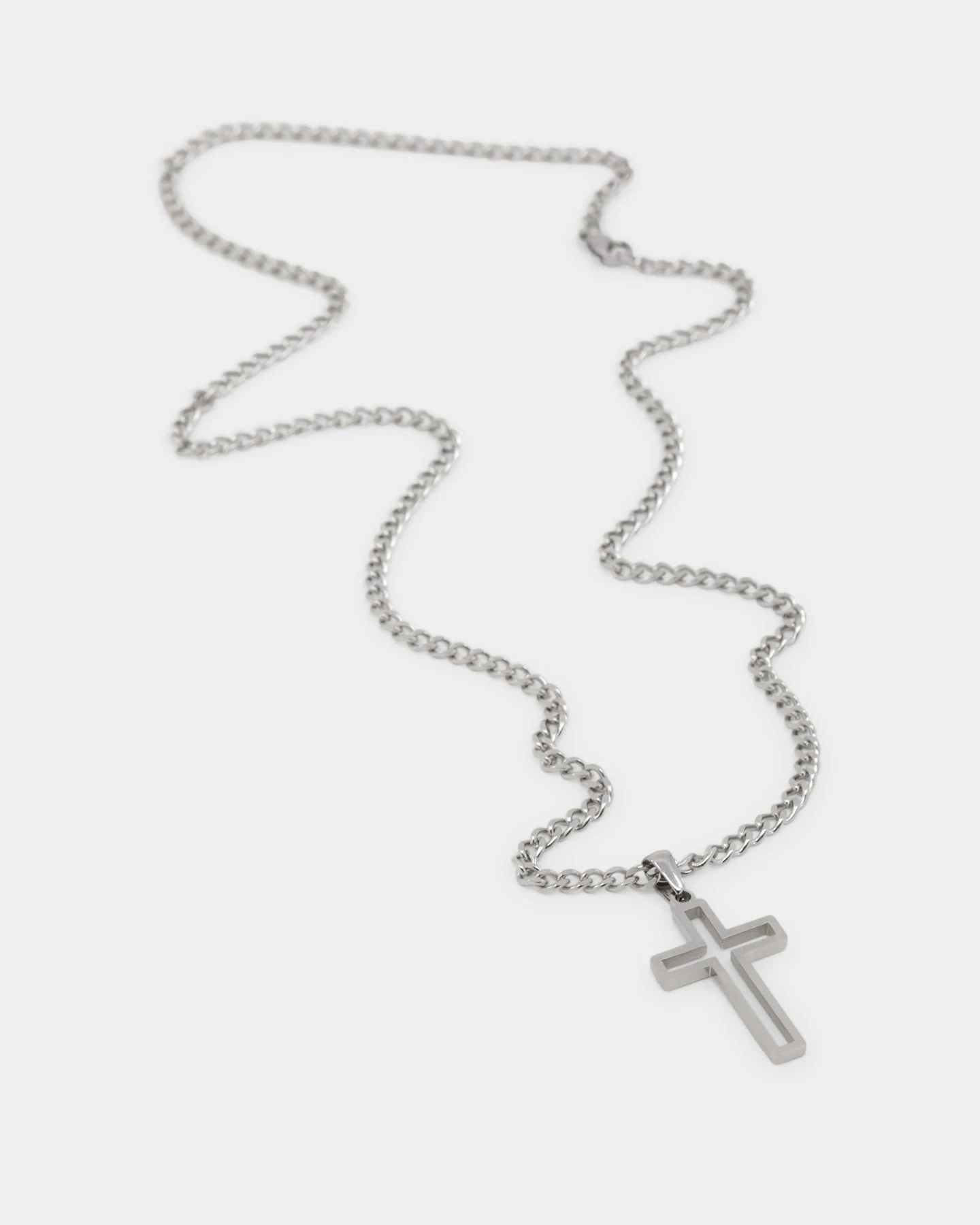 NXS Hollow Cross Chain White Gold 8 NXS Hollow Cross Chain White Gold - Image 6