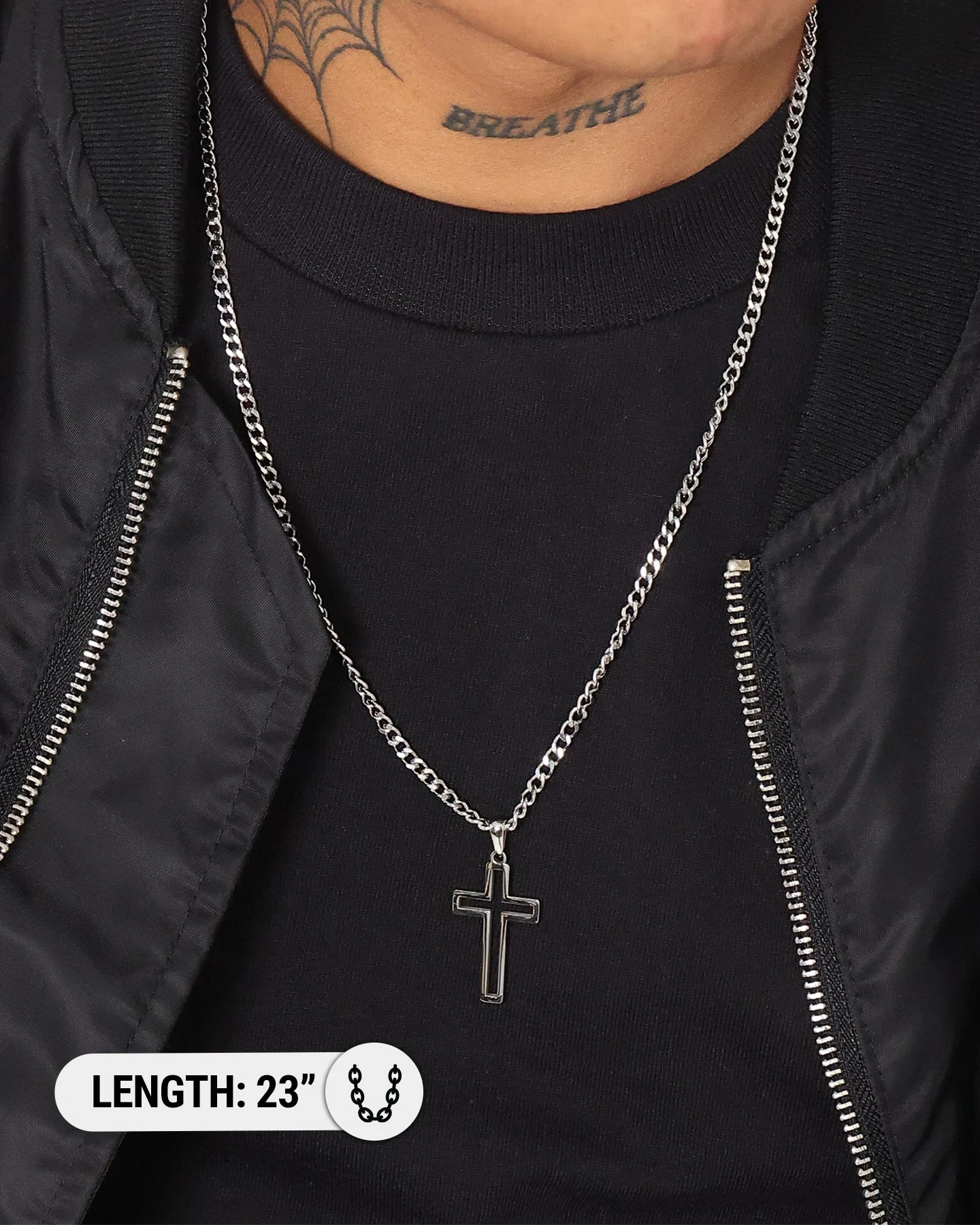 NXS Hollow Cross Chain White Gold 5 NXS Hollow Cross Chain White Gold - Image 3