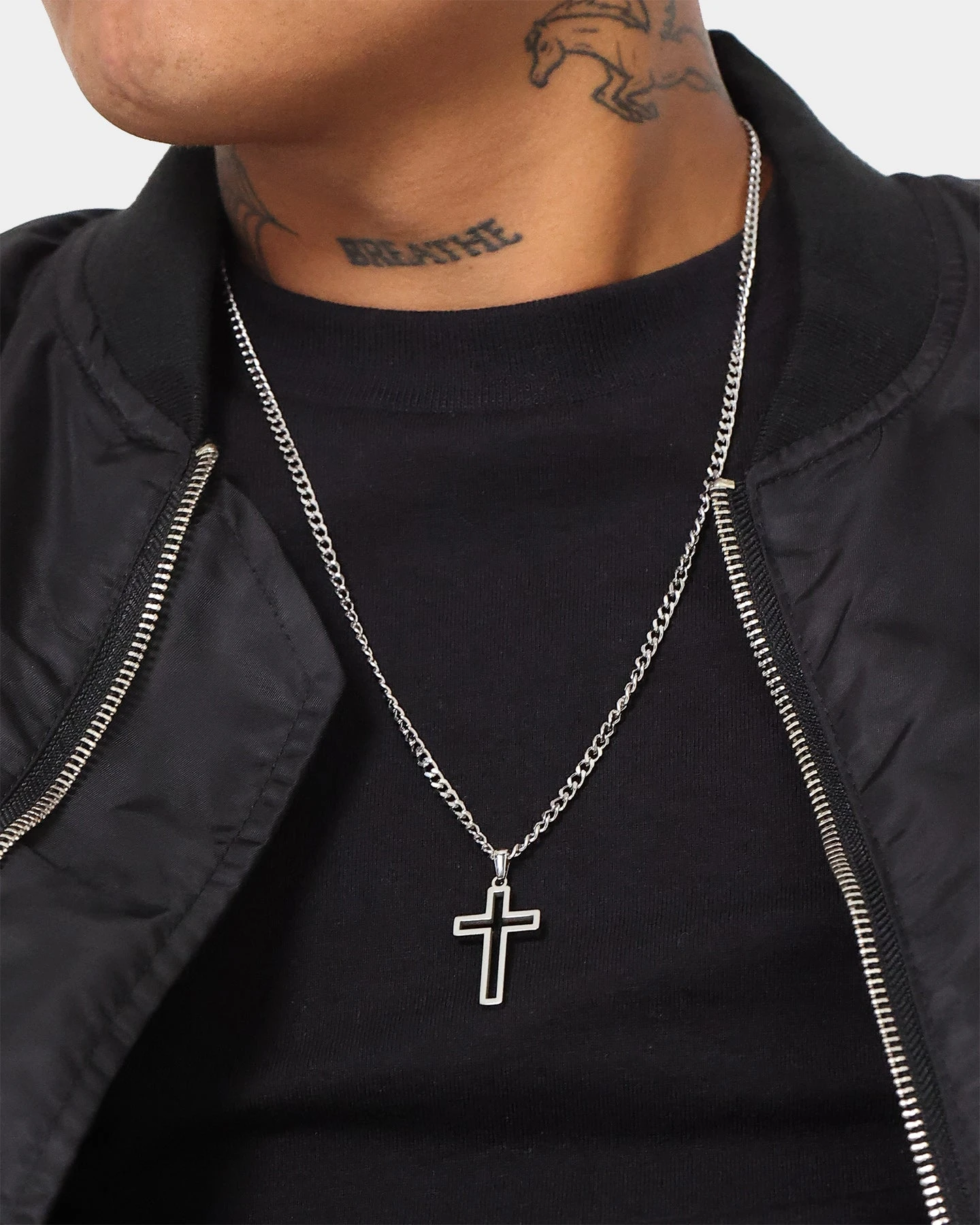 NXS Hollow Cross Chain White Gold 3 NXS Hollow Cross Chain White Gold