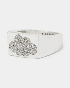 Wild For The Weekend Cloud Crystal Signet Ring (Large) Silver -Fashion Clothing Store 09000640 YS001 default 0020