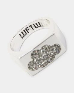 Wild For The Weekend Cloud Crystal Signet Ring (Large) Silver -Fashion Clothing Store 09000640 YS001 default 0060