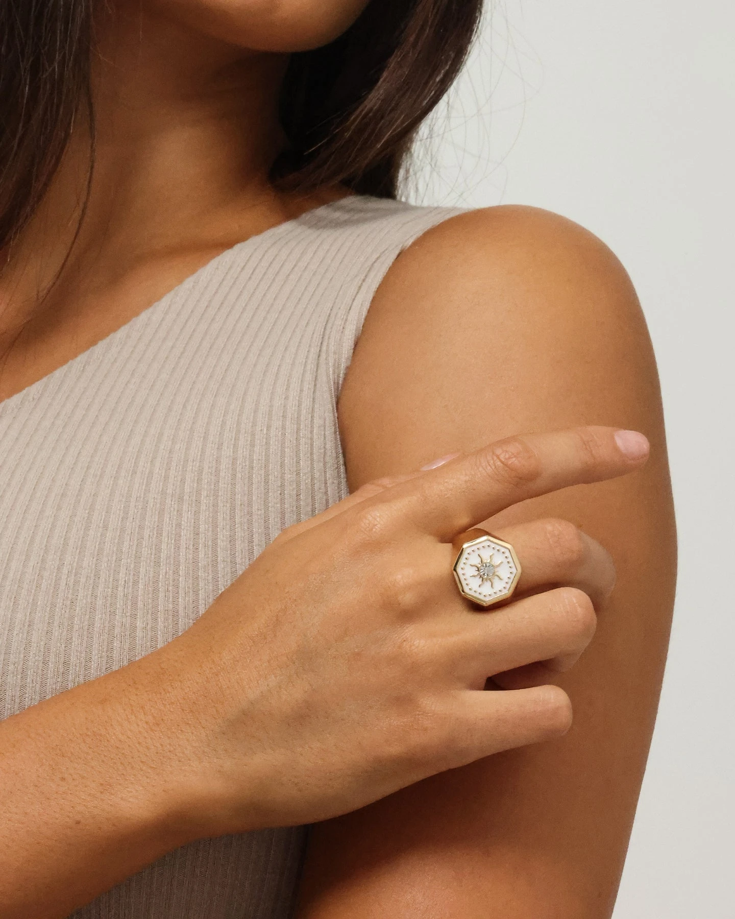 Wild For The Weekend Octagon Sun Signet Ring (Large) Gold 3 Wild For The Weekend Octagon Sun Signet Ring (Large) Gold