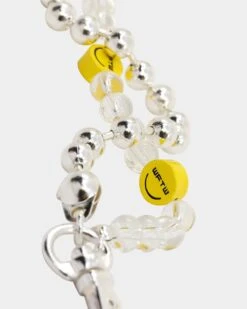 Wild For The Weekend Smiley Beaded Bracelet Silver -Fashion Clothing Store 09000661 YS001 default 0060