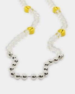 Wild For The Weekend Smiley Beaded Necklace Silver -Fashion Clothing Store 09000663 YS001 default 0050