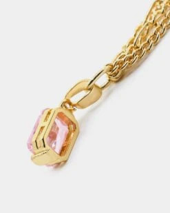 Raising Hell Women's Pendant Figaro Choker Necklace Pink/Gold -Fashion Clothing Store 09000681 YP819 default 0070