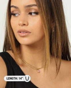 Raising Hell Women's Pendant Figaro Choker Necklace Pink/Gold -Fashion Clothing Store 09000681 YP819 womens 0015