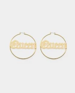 Raising Hell Women's Queen Hoop Earrings Gold -Fashion Clothing Store 09000682 YG200 default 0030