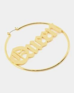 Raising Hell Women's Queen Hoop Earrings Gold -Fashion Clothing Store 09000682 YG200 default 0040