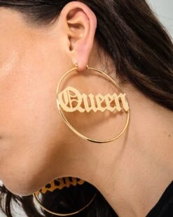 Raising Hell Women's Queen Hoop Earrings Gold -Fashion Clothing Store 09000682 YG200 womens 0015
