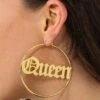 Raising Hell Women's Queen Hoop Earrings Gold -Fashion Clothing Store 09000682 YG200 womens 002