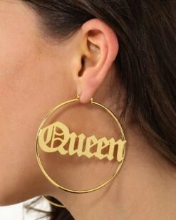 Raising Hell Women's Queen Hoop Earrings Gold