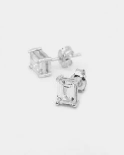 NXS Emerald Cut Earrings Iced White Gold -Fashion Clothing Store 09000848 YI040 default 030