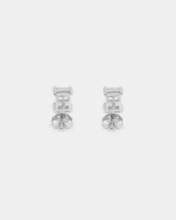 NXS Emerald Cut Earrings Iced White Gold -Fashion Clothing Store 09000848 YI040 default 040
