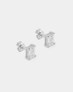 NXS Emerald Cut Earrings Iced White Gold -Fashion Clothing Store 09000848 YI040 default 050