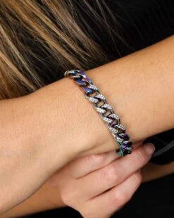 Guess Mainline 4DC 8mm Curb Chain Bracelet Iridescent