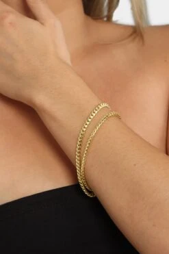 House Of Auric Cuban & Franco Stack Bracelet Set 18k Gold Vermeil