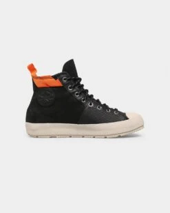 Converse Chuck 70 Waterproof Nubuck Leather High Top Black/Bold Mandarin/String -Fashion Clothing Store 194433101905 default 0040