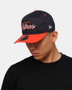 New Era Houston Astros 2-Tone Script Old Golfer Snapback Navy/Orange -Fashion Clothing Store 195488150764 mens 0100