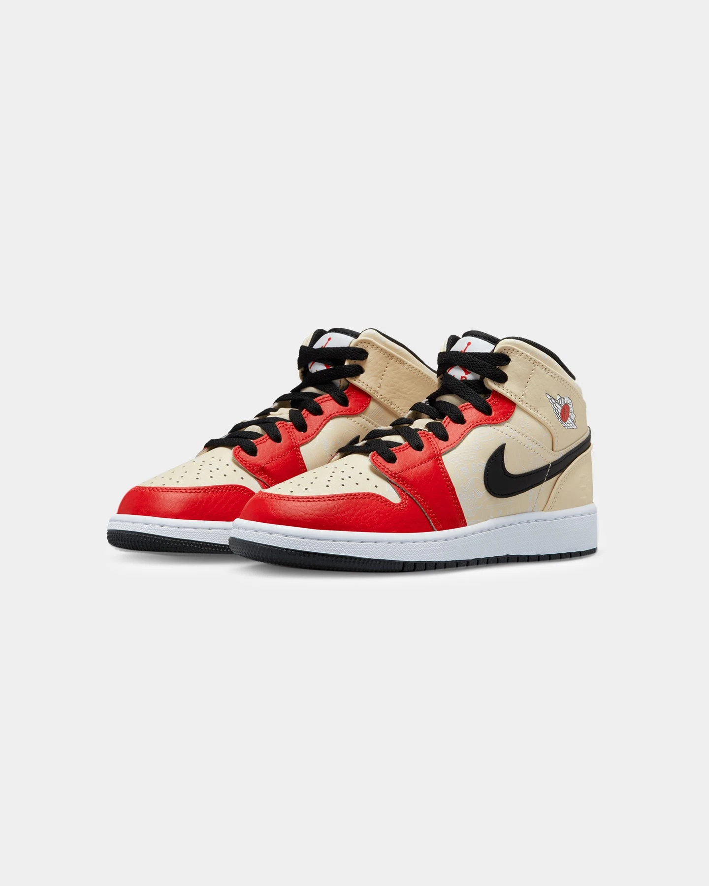 Jordan Kids' Air Jordan 1 Mid SS (GS) "Dunk Contest" Muslin/Chile Red 4 Jordan Kids' Air Jordan 1 Mid SS (GS) "Dunk Contest" Muslin/Chile Red - Image 2