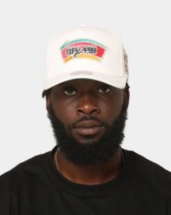 Mitchell & Ness San Antonio Spurs 'Hardwood Classics Patch' Classic Red Snapback Cream -Fashion Clothing Store 196294228968 mens 0100