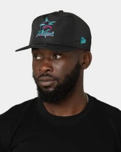 New Era Miami Marlins 'Neon Nights' Prolight Old Golfer Snapback Black/Neon -Fashion Clothing Store 196312168795 mens 0100