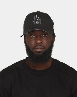New Era Los Angeles Dodgers 39THIRTY Fitted Black/White -Fashion Clothing Store 196499501194 mens 0100