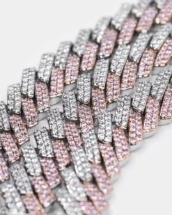 Raising Hell Women's Interlink 16" Choker Necklace Pink/Iced White Gold 14 Raising Hell Women's Interlink 16" Choker Necklace Pink/Iced White Gold -Fashion Clothing Store 4454569279500 default 00040