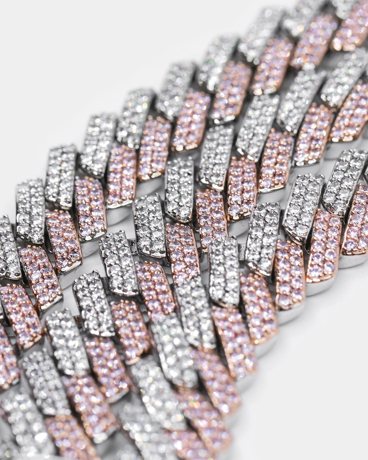 Raising Hell Women's Interlink 16" Choker Necklace Pink/Iced White Gold 5 Raising Hell Women's Interlink 16" Choker Necklace Pink/Iced White Gold - Image 3