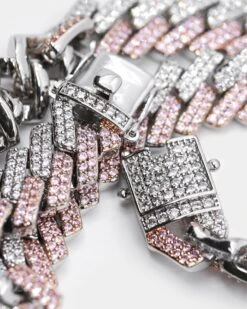 Raising Hell Women's Interlink 16" Choker Necklace Pink/Iced White Gold 17 Raising Hell Women's Interlink 16" Choker Necklace Pink/Iced White Gold -Fashion Clothing Store 4454569279500 default 00070