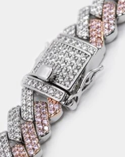 Raising Hell Women's Interlink 16" Choker Necklace Pink/Iced White Gold 18 Raising Hell Women's Interlink 16" Choker Necklace Pink/Iced White Gold -Fashion Clothing Store 4454569279500 default 00080