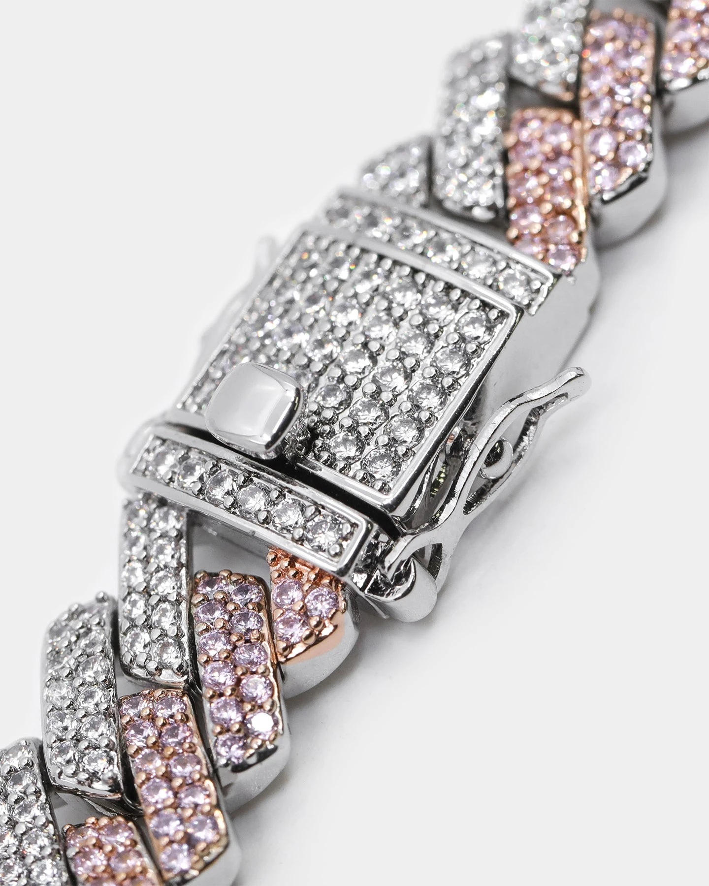 Raising Hell Women's Interlink 16" Choker Necklace Pink/Iced White Gold 9 Raising Hell Women's Interlink 16" Choker Necklace Pink/Iced White Gold - Image 7