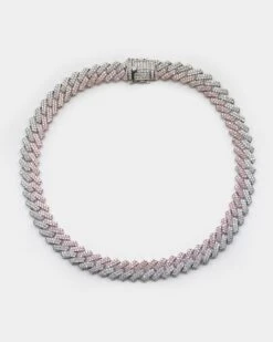 Raising Hell Women's Interlink 16" Choker Necklace Pink/Iced White Gold 19 Raising Hell Women's Interlink 16" Choker Necklace Pink/Iced White Gold -Fashion Clothing Store 4454569279500 default 00090