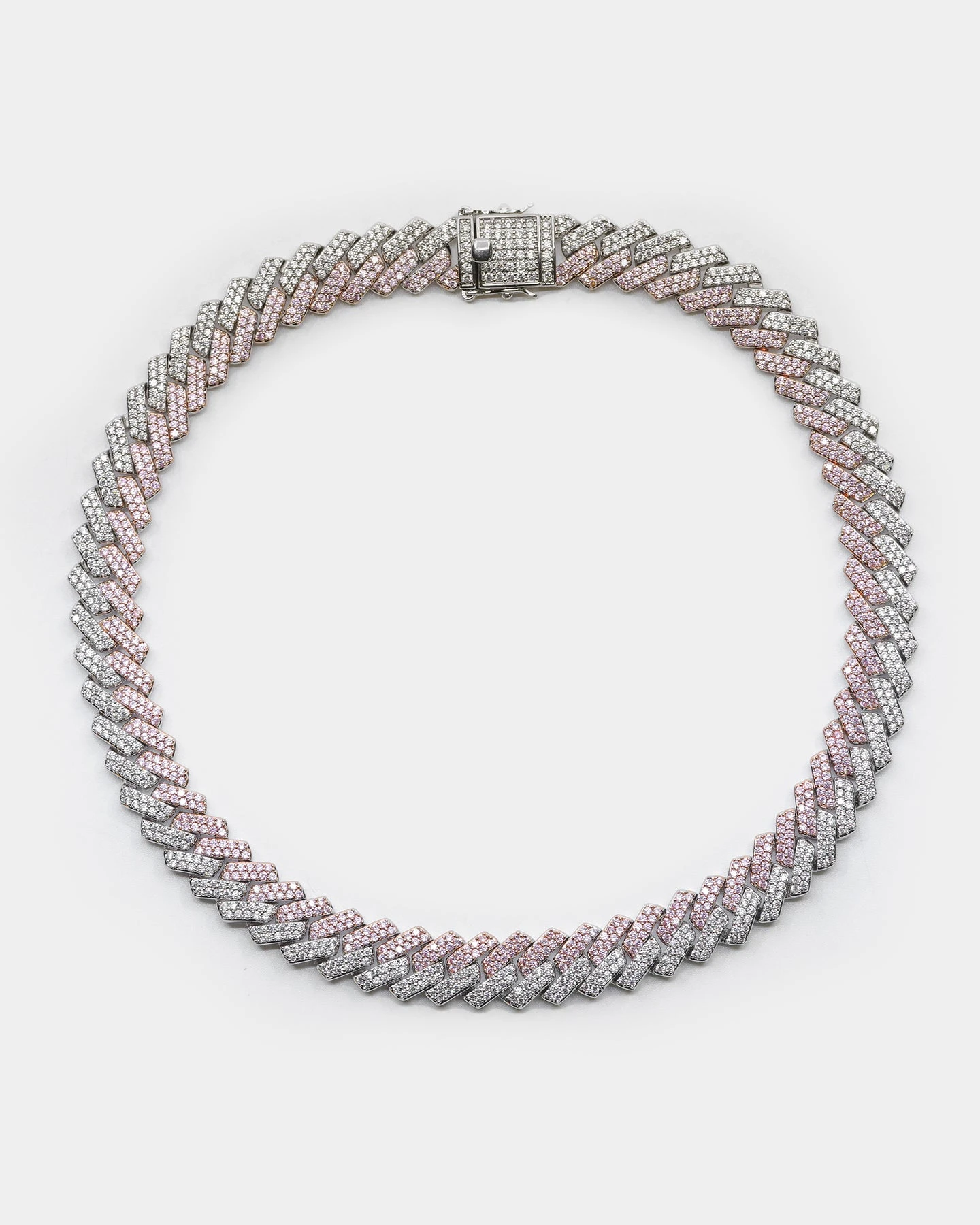 Raising Hell Women's Interlink 16" Choker Necklace Pink/Iced White Gold 10 Raising Hell Women's Interlink 16" Choker Necklace Pink/Iced White Gold - Image 8