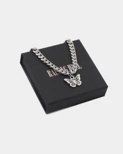 Raising Hell Women's 14" Cuban Butterfly Choker White Gold 15 Raising Hell Women's 14" Cuban Butterfly Choker White Gold -Fashion Clothing Store 4454569375011 default 0030