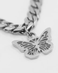 Raising Hell Women's 14" Cuban Butterfly Choker White Gold 17 Raising Hell Women's 14" Cuban Butterfly Choker White Gold -Fashion Clothing Store 4454569375011 default 0050