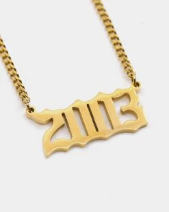 Raising Hell Women's '03 Year Necklace Gold -Fashion Clothing Store 4454569551545 default 00040