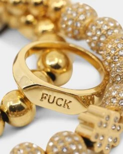 Raising Hell Women's Text Fuck Ring Gold -Fashion Clothing Store 4454570036697 default 00020