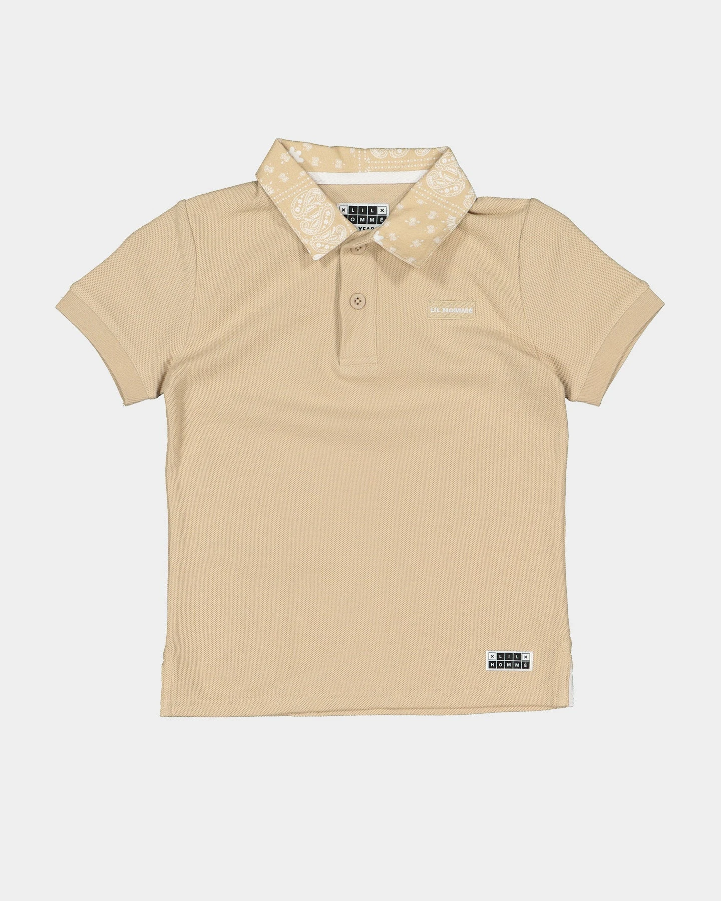 Lil Homme Bandana Ultra Short Sleeve Polo T-Shirt Stone 5 Lil Homme Bandana Ultra Short Sleeve Polo T-Shirt Stone - Image 3