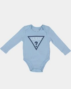 Guess Mainline Infant Long Sleeve Onesie Frosted Blue